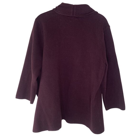 Alfani Cardigan Sweater Womens 3X Burgandy Wine Cotton Blend Open Front Plus Siz - Picture 3 of 10